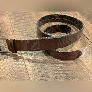 Rawlings Genuine Leather Brown Baseball Stitch Belt Sz 44. *New with Tags*!